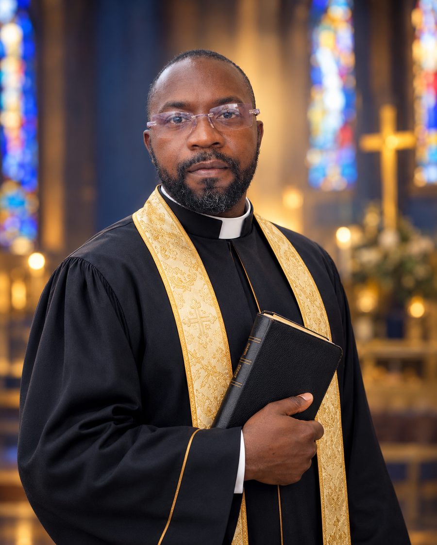 Le Prophète Triomphe en habit pastoral, une Bible à la main